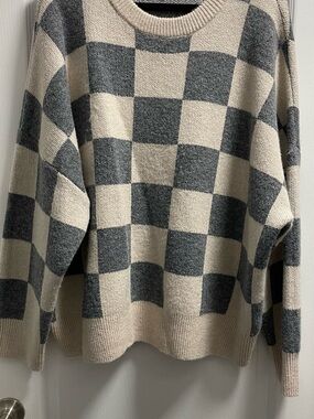OAK + FORT Checkered Knit Sweater